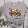 Thankful Teacher Thanksgiving Fall Pumpkin Turkey Women's Heather T-Shirt Athletic Heather