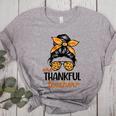 Thanksgiving Shirt Teacher Women Messy Bun Thankful Teacher Women's Heather T-Shirt Athletic Heather Thanksgiving Shirt Teacher Women Messy Bun Thankful Teacher Women's Heather T-Shirt Athletic Heather