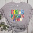 Tired Teachers Club Groovy Teachers Back To School Women's Heather T-Shirt Athletic Heather Tired Teachers Club Groovy Teachers Back To School Women's Heather T-Shirt Athletic Heather