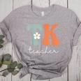 TK Teacher Retro Groovy Vintage Happy First Day Of School Women's Heather T-Shirt Athletic Heather