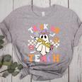 Trick Or Teach Groovy Teacher Halloween Retro Teacher Ghost Women's Heather T-Shirt Athletic Heather Trick Or Teach Groovy Teacher Halloween Retro Teacher Ghost Women's Heather T-Shirt Athletic Heather