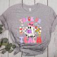 Trick Or Teach Halloween Teacher Floral Ghost Groovy Women's Heather T-Shirt Athletic Heather