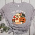 Trick Or Teach Retro Halloween Teacher Women Men Costume Women's Heather T-Shirt Athletic Heather Trick Or Teach Retro Halloween Teacher Women Men Costume Women's Heather T-Shirt Athletic Heather