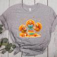 Turkey Read Books Reading Fall Thanksgiving Teacher Women's Heather T-Shirt Athletic Heather