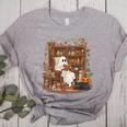 Vintage Ghost Book Reading Pumpkin Gothic Halloween Teachers Women's Heather T-Shirt Athletic Heather Vintage Ghost Book Reading Pumpkin Gothic Halloween Teachers Women's Heather T-Shirt Athletic Heather