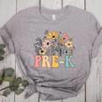 Wildflower Pre-K Preschool Team Floral Teacher Girls Women's Heather T-Shirt Athletic Heather Wildflower Pre-K Preschool Team Floral Teacher Girls Women's Heather T-Shirt Athletic Heather