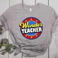 Wonder Teacher Super Woman Power Superhero Back To School Women's Heather T-Shirt Athletic Heather