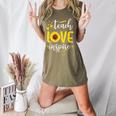 Back To School Teach Love And Inspire Teacher Sunflower Women's Heather T-Shirt Heather Olive