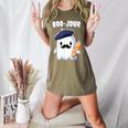 Boo Jour Ghost French Teacher Vintage Teacherlife Groovy Women's Heather T-Shirt Heather Olive