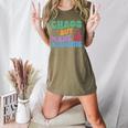 Chaos But Make It Academic Teacher Back To School Women's Heather T-Shirt Heather Olive Chaos But Make It Academic Teacher Back To School Women's Heather T-Shirt Heather Olive
