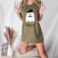 French Teacher Halloween Bonjour Ghost Women's Heather T-Shirt Heather Olive