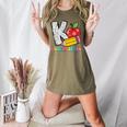 K Is For Kindergarten Teacher Pencil Apple Back To School Women's Heather T-Shirt Heather Olive K Is For Kindergarten Teacher Pencil Apple Back To School Women's Heather T-Shirt Heather Olive