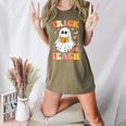 Retro Vintage Groovy Trick Or Teach Teacher Halloween For Men Women Kids Women's Heather T-Shirt Heather Olive