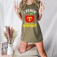 I Teach What's Your Superpower Superhero Teacher Women's Heather T-Shirt Heather Olive