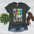 100th Day Of School Get Your Cray On Teacher Women's Heather T-Shirt Heather Forest