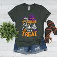 My 4th Grade Students Are a Treat Teacher Halloween Witch For Men Women Kids Women's Heather T-Shirt Heather Forest