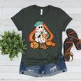 Art Teacher Painting Brushes Retro Pumpkin Ghost Artist Women's Heather T-Shirt Heather Forest