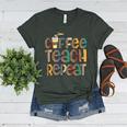 Coffee Teach Repeat Leopard Print Back To School Teachers Women's Heather T-Shirt Heather Forest