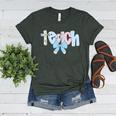 Coquette Bow Teach Teacher Happy First Day Back To School Women's Heather T-Shirt Heather Forest