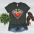 Cute Distressed Super Teacher Superhero Apple Women's Heather T-Shirt Heather Forest Cute Distressed Super Teacher Superhero Apple Women's Heather T-Shirt Heather Forest