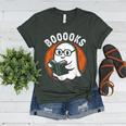 Cute Ghost Book Reading Books Lover Retro Halloween Teacher Women's Heather T-Shirt Heather Forest
