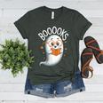 Cute Ghost Book Reading Halloween Teacher Women's Heather T-Shirt Heather Forest