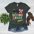 Cute Hello Second Grade Back To School Coquette Teacher Girl Women's Heather T-Shirt Heather Forest Cute Hello Second Grade Back To School Coquette Teacher Girl Women's Heather T-Shirt Heather Forest