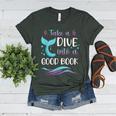Cute Mermaid Librarian Teacher Dive Into A Good Book Reading Women's Heather T-Shirt Heather Forest