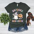 Daycare Boo Crew Groovy Halloween Floral Ghost Kid Teacher Women's Heather T-Shirt Heather Forest