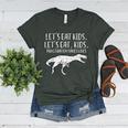 Lets Eat Kids Punctuation Saves Lives Dino Teacher Men Women's Heather T-Shirt Heather Forest