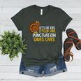 Lets Eat Kids Punctuation Turkey Thanksgiving Teacher Women's Heather T-Shirt Heather Forest