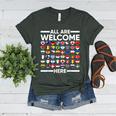 ESL Teacher All Are Welcome Here For Worlds Virtual Teachers Women's Heather T-Shirt Heather Forest