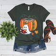 Fall Book Pumpkin Ghost Reading Books Halloween Teacher Women's Heather T-Shirt Heather Forest