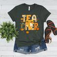 Fall Teacher Pumpkin Coquette Bow Autumn Classroom Women's Heather T-Shirt Heather Forest