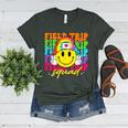 Field Trip Squad Groovy Field Day Smile Face Teacher Tie Dye Women's Heather T-Shirt Heather Forest