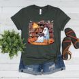 Ghost Book Reading Halloween Books Lover Teacher Women's Heather T-Shirt Heather Forest