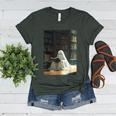 Ghost Library Halloween Book Reading Books Lover Teacher Women's Heather T-Shirt Heather Forest