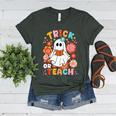 Groovy Halloween Trick Or Teach Retro Floral Ghost Teacher For Men Women Kids Women's Heather T-Shirt Heather Forest Groovy Halloween Trick Or Teach Retro Floral Ghost Teacher For Men Women Kids Women's Heather T-Shirt Heather Forest