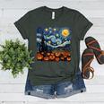 Halloween Pumpkin Starry Night Van Gogh Art Teacher Women's Heather T-Shirt Heather Forest Halloween Pumpkin Starry Night Van Gogh Art Teacher Women's Heather T-Shirt Heather Forest