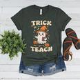 Halloween Teacher Shirts Women School Trick Or Teach Groovy Women's Heather T-Shirt Heather Forest