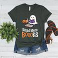 Halloween Teacher Women Cute Reading Ghost Read More Books Women's Heather T-Shirt Heather Forest
