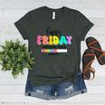 Happy Friyay Teacher School Friday Weekend Vibes Women's Heather T-Shirt Heather Forest Happy Friyay Teacher School Friday Weekend Vibes Women's Heather T-Shirt Heather Forest
