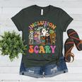 Inclusion Isnt Scary Halloween Skeleton Ghost Sped Teacher Women's Heather T-Shirt Heather Forest Inclusion Isnt Scary Halloween Skeleton Ghost Sped Teacher Women's Heather T-Shirt Heather Forest