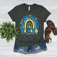Be Kind Rainbow Down Syndrome Awareness Teacher Blue Yellow Women's Heather T-Shirt Heather Forest