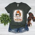 Messy Bun Spooky Teacher Bleached Halloween Teachers Women's Heather T-Shirt Heather Forest