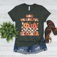 One Thankful Teacher Fall Leaves Thanksgiving Retro Women's Heather T-Shirt Heather Forest