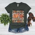One Thankful Teacher Thanksgiving Groovy Fall Autumn Teacher Women's Heather T-Shirt Heather Forest One Thankful Teacher Thanksgiving Groovy Fall Autumn Teacher Women's Heather T-Shirt Heather Forest