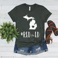 Red For Ed Michigan Teacher Public Education Women's Heather T-Shirt Heather Forest Red For Ed Michigan Teacher Public Education Women's Heather T-Shirt Heather Forest