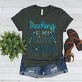 Retro Groovy Teaching Is My Super Power Teacher's Present Men Women Women's Heather T-Shirt Heather Forest