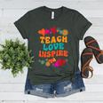 Retro Teach Love Inspire Back To School Teachers Women's Heather T-Shirt Heather Forest Retro Teach Love Inspire Back To School Teachers Women's Heather T-Shirt Heather Forest